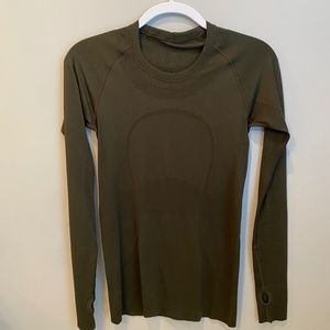 Lululemon olive long sleeve size 4 top